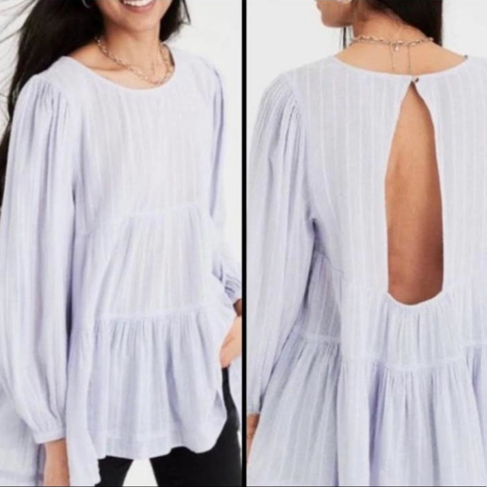 American Eagle | Soft Cotton Blend Long Sleeve Tiered Babydoll Top